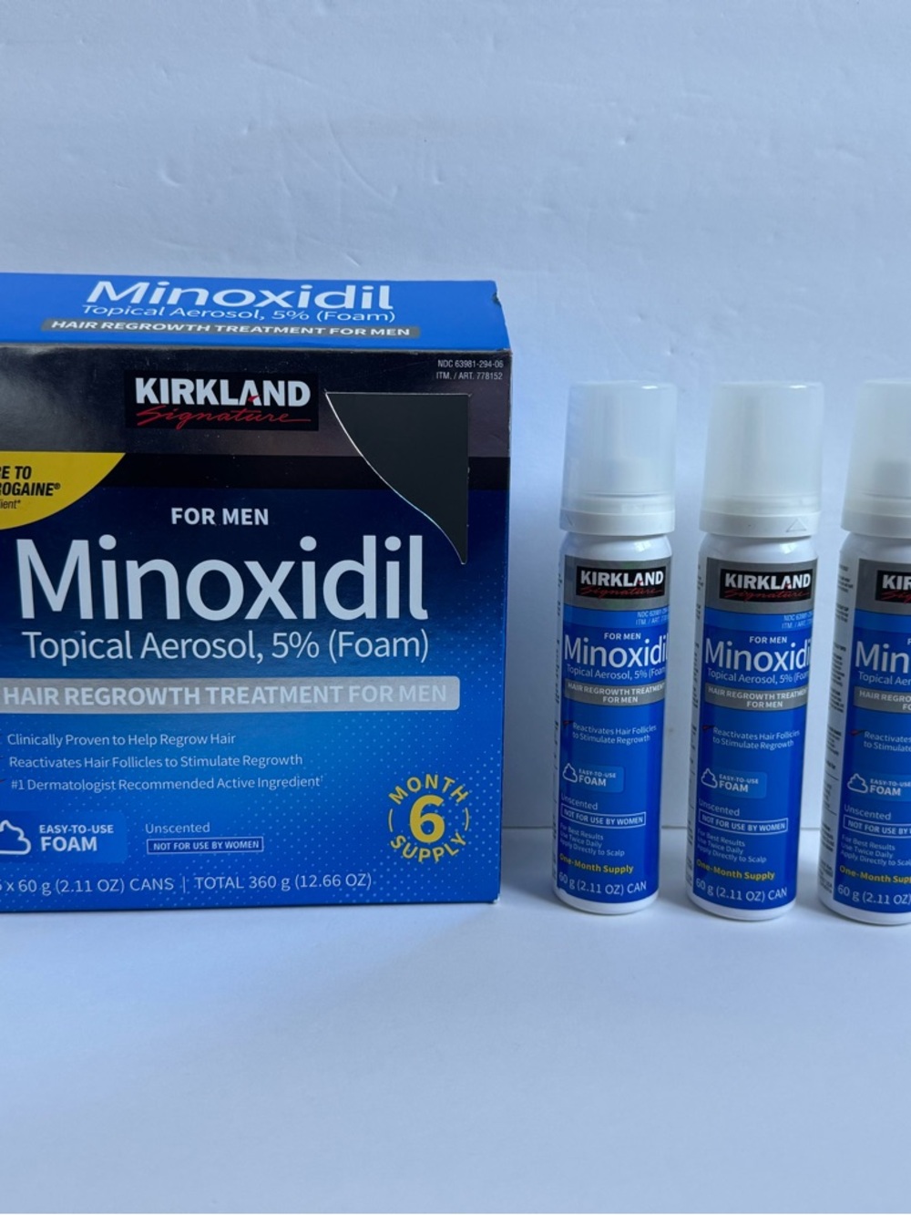 3 New Kirkland Signature Topical 5% Minoxidil Foam, 3x60g, Rogaine Substitute